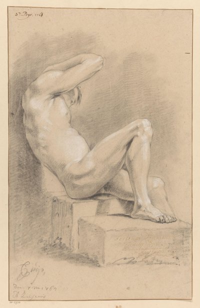 Siedzący mężczyzna nago, widok z boku (3 nagroda 1767) autorstwa Cornelis Buys
