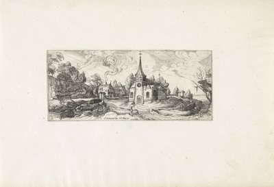 Krajobraz z widokiem na kościół na wsi Krajobrazy (tytuł serii) autorstwa Cornelis Claesz van Wieringen (possibly)