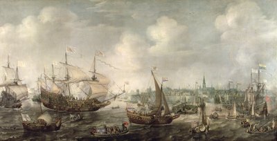 Przybycie Fredricka V do Vlissingen w 1613 r. (olej na płótnie) autorstwa Cornelis Claesz  van Wieringen