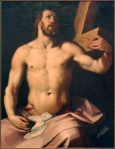 Chrystus z kielichem i krzyżem eucharystycznym autorstwa Cornelis Cornelisz