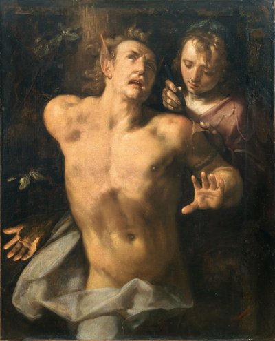 Obdzieranie ze skóry Marsjasza. autorstwa Cornelis Cornelisz. Haarlem van