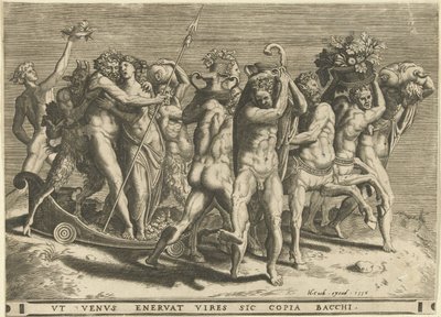 Bachus i Wenus w powozie ciągniętym przez centaury autorstwa Cornelis Cort (rejected attribution)