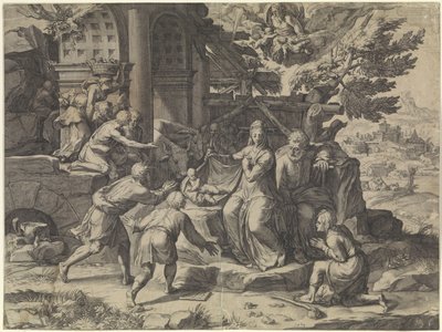Adoracja pasterzy autorstwa Cornelis Cort