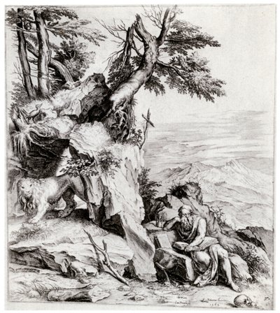 Pejzaż ze św. Hieronima, XVI wiek, 1937 autorstwa Cornelis Cort