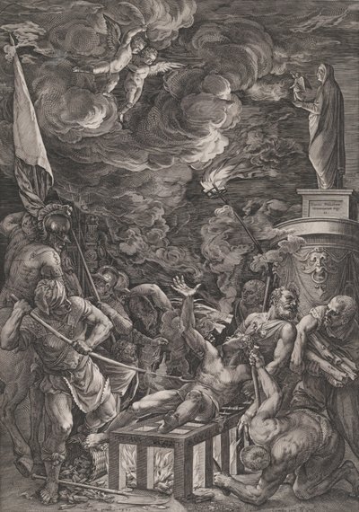 Męczeństwo św. Wawrzyńca, 1571. autorstwa Cornelis Cort