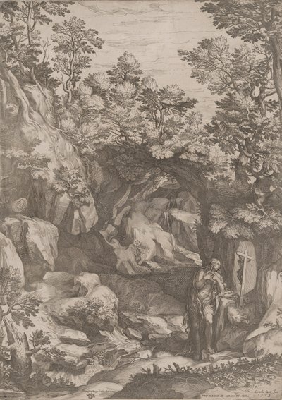 Maria Magdalena skruszona na pustyni, 1573. autorstwa Cornelis Cort