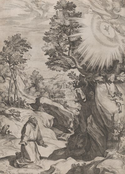 Św. Franciszek pokutnik na puszczy, 1575. autorstwa Cornelis Cort
