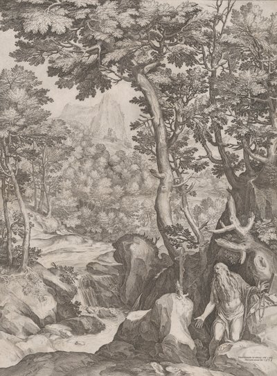 Św. Onufrego na pustyni, 1574. autorstwa Cornelis Cort