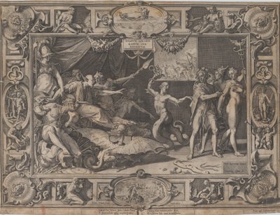 Kalumnia Apellesa, 1602. autorstwa Cornelis Cort