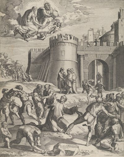 Męczeństwo św. Szczepana, 1576. autorstwa Cornelis Cort