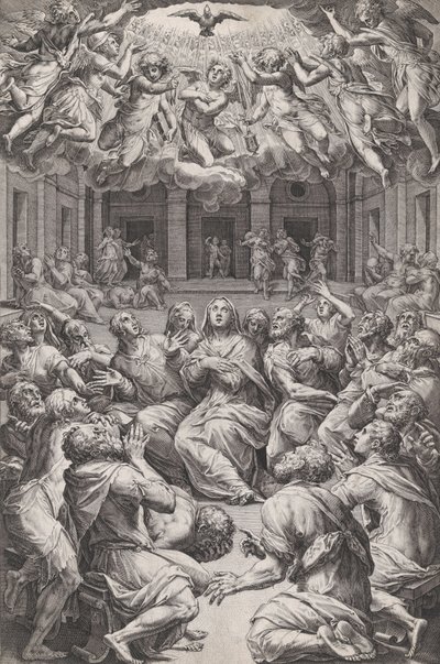 Pięćdziesiątnica, 1574. autorstwa Cornelis Cort