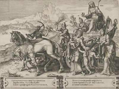 Triumf pokory z Cyklu perypetii ludzkich spraw, tablica 7, 1564. autorstwa Cornelis Cort