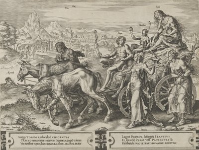 Triumf niedostatku, z Cyklu perypetii ludzkich spraw, tablica 6, 1564. autorstwa Cornelis Cort