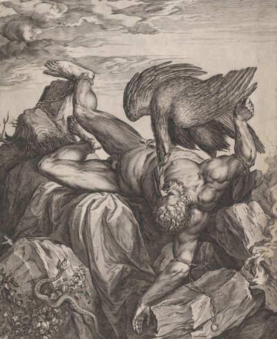 Tityus ukarany w piekle, 1566. autorstwa Cornelis Cort