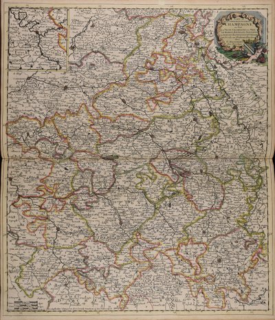 Hrabstwo i rząd Szampania: gdzie są prawdziwe Szampania, Brie, Remois, Retelois, Senonois, Pertois, Bassigny i wieś i podzielone na kilka wyborów. autorstwa Cornelis Danckerts
