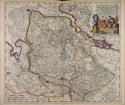 Ducatus Bremae amp; Ferdae maximaeque partis fluminis Visurgis descriptio autorstwa Cornelis Danckerts