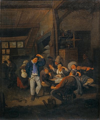 Interieur de cabaret: le danseur au pichet - Wnętrze tawerny: tancerz z dzbanem ... autorstwa Cornelis Dusart