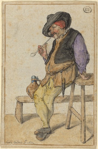 Chłop Palenie autorstwa Cornelis Dusart