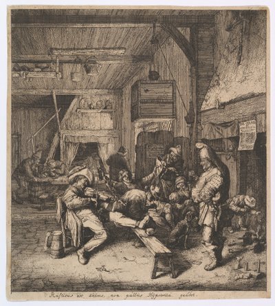Skrzypek siedzący w gospodzie, 1685. autorstwa Cornelis Dusart