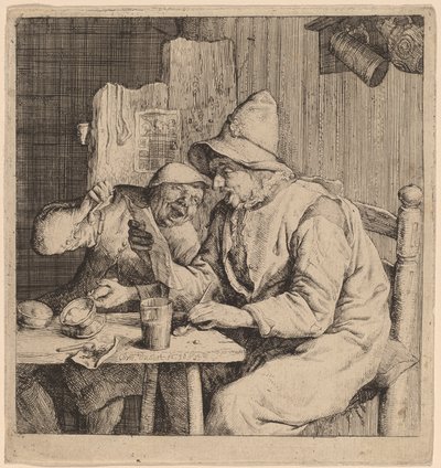 Dwóch chłopów śpiewa autorstwa Cornelis Dusart