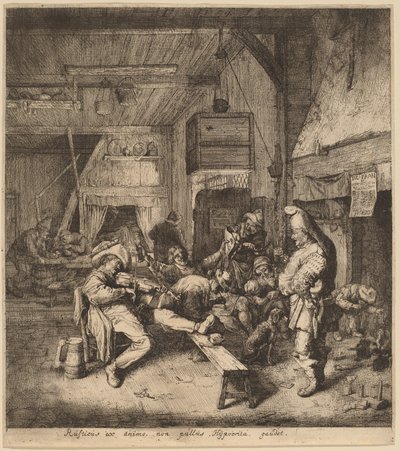 Skrzypek siedzący w tawernie autorstwa Cornelis Dusart