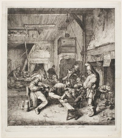 Skrzypek siedzący w karczmie autorstwa Cornelis Dusart