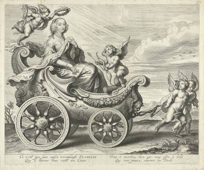 Clara Isabella de Ligne-Arenberg (?) w triumfalnym rydwanie autorstwa Cornelis Galle (I)