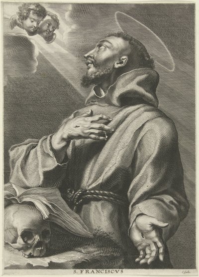 H. Franciscus van Asyż Św. Franciszek (tytuł na obiekcie) autorstwa Cornelis Galle (I)