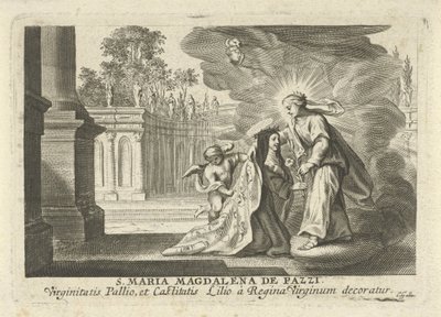 Maria daje gałązkę lilii św. Marii Magdalenie de Pazzi autorstwa Cornelis Galle (I)