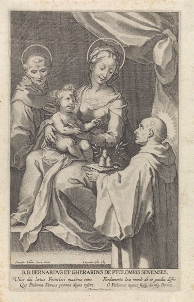 Maryja z Dzieciątkiem i św. Bernardem ze Sieny i św. Gerardem autorstwa Cornelis Galle (I)