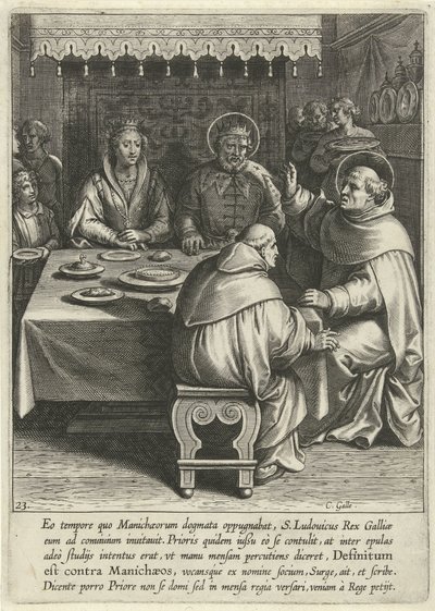 Tomasz na dworze króla Ludwika Francji Życie św. Tomasza z Akwinu (tytuł serii) autorstwa Cornelis Galle (I)