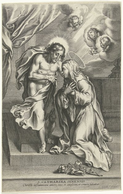 Chrystus i Święta Katarzyna ze Sieny autorstwa Cornelis Galle (II)