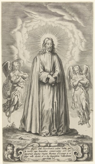 Chrystus z dwoma aniołami autorstwa Cornelis Galle (II)