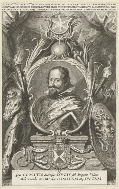 Portret Gaspara de Guzmána, hrabiego Olivares, księcia św autorstwa Cornelis Galle (II)