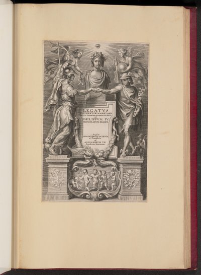 Strona tytułowa dla Frederika de Marselaera, Legatvs autorstwa Cornelis Galle II after Sir Peter Paul Rubens