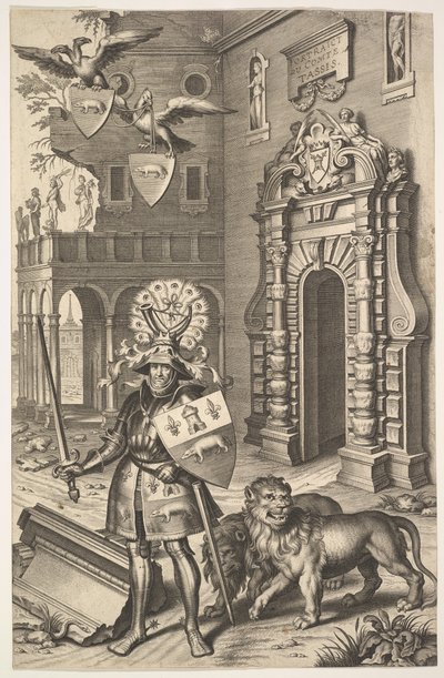 Alegoryczny portret hrabiego Tassis, ilustracja z Jean Jacques Chifflet, Les marques ..., 1645. autorstwa Cornelis Galle I