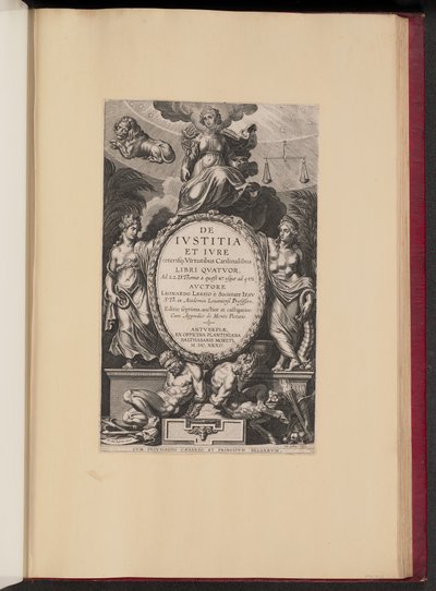 Strona tytułowa Leonarda Lessiusa, De Ivstitia et Ivre autorstwa Cornelis Galle I after Sir Peter Paul Rubens