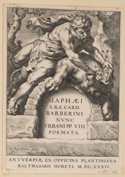 Strona tytułowa dla Maffeo Barbarian, Wiersze autorstwa Cornelis Galle I after Sir Peter Paul Rubens