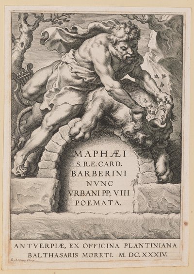 Strona tytułowa dla Maffeo Barbarian, Wiersze autorstwa Cornelis Galle I after Sir Peter Paul Rubens
