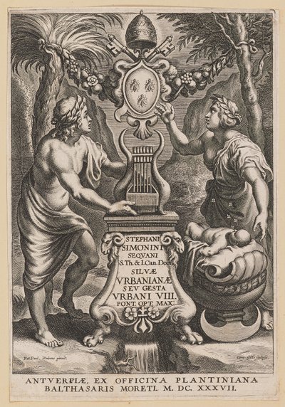 Strona tytułowa dla Stephanusa Simoniniego, Lasy miejskie autorstwa Cornelis Galle I after Sir Peter Paul Rubens