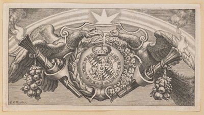 Winieta do strony tytułowej Balthasara Cordiera, Łańcuch Ojców Greckich w Saint John autorstwa Cornelis Galle I after Sir Peter Paul Rubens