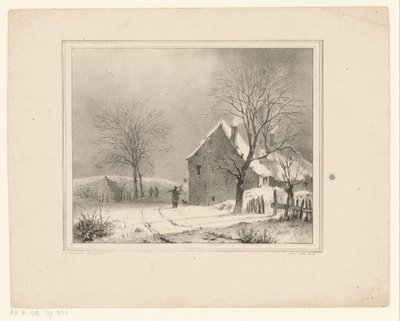 Domy w śnieżnym krajobrazie autorstwa Cornelis Gerrit Verburgh