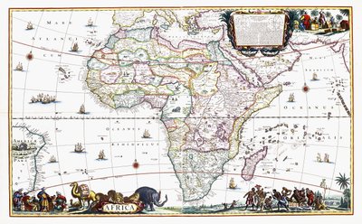 Mapa Afryki, ok. 1696 (rycina ręcznie kolorowana) autorstwa Cornelis III Danckerts