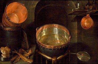 Martwa natura z przyborów kuchennych, początek XVII wieku autorstwa Cornelis Jacobsz Delff