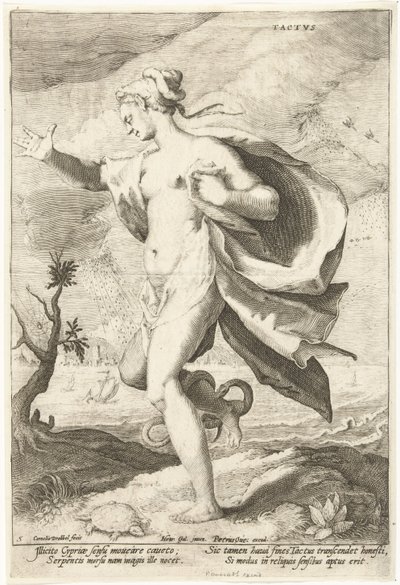 Tactvs (tytuł na obiekcie) Pięć zmysłów (tytuł serii) autorstwa Cornelis Jacobsz. Drebbel