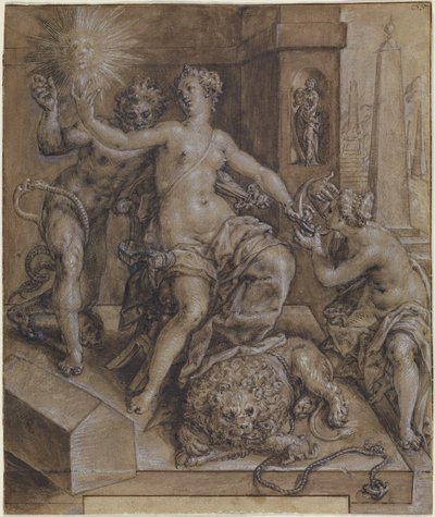 Projekt centralnej części gry The Mirror of Virtue autorstwa Cornelis Ketel