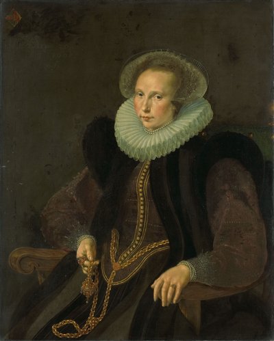 Holenderski: Griete Jacobsdr van Rhijn (1585-1652). Żona Jacoba Cornelisza Banjaerta, zwanego van Neck Portret Griete Jacobsdr van Rhijn (1585-1652). Żona Jacoba Cornelisza Banjaerta, zwanego van Neck autorstwa Cornelis Ketel