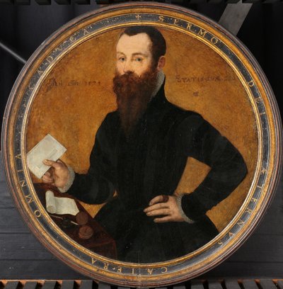 Portret Adama Wachendorffa z Putto puszczającym bańki Portret mężczyzny. Na Verso a Putto puszcza bańki autorstwa Cornelis Ketel
