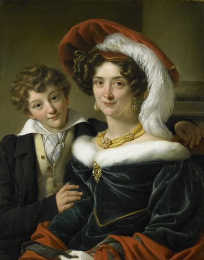 Rudolphina Wilhelmina Elizabeth de Sturler (1798-1873), druga żona hrabiego Johannesa van den Boscha, z ich synem Richardem Leeuwenhartem autorstwa Cornelis Kruseman (attributed to workshop of)