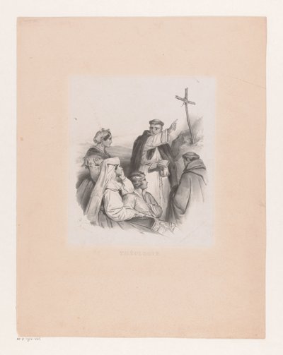 Towarzystwo i mnisi na krzyżu Teologia (tytuł na przedmiocie) autorstwa Cornelis Kruseman